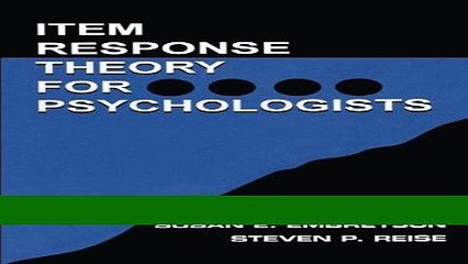 Read Item Response Theory for Psychologists (Multivariate Applications Series) Ebook Free