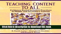 Read Teaching Content to All: Evidence-Based Inclusive Practices in Middle and Secondary Schools