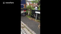 Lorry driver has a nightmare and destroys fence