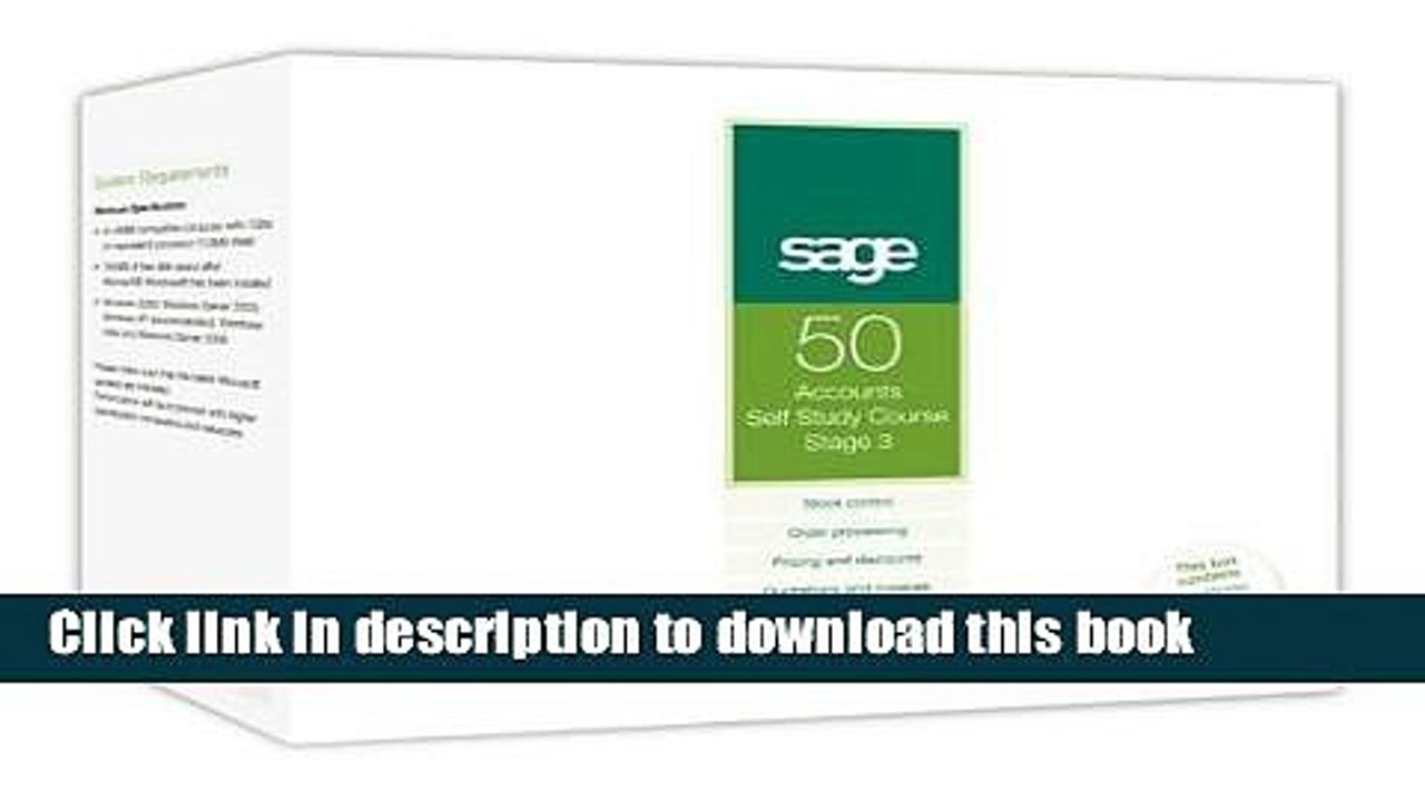 Read Sage 50 Accounts 2009 Self Study Course 2009: Stage 3  PDF Online
