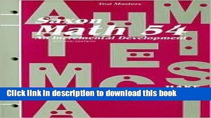 Read Saxon Math 54 Test Masters byPublishers  Ebook Online