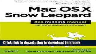 Read Mac OS X Snow Leopard: Das Missing Manual  PDF Free