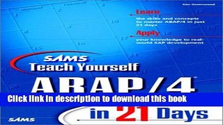 Download Sams Teach Yourself ABAP/4 in 21 Days Ebook Online