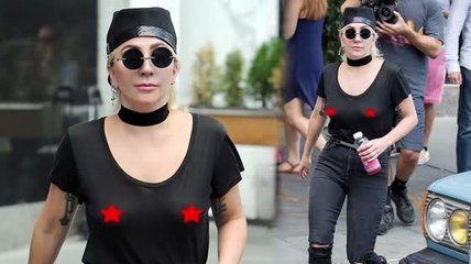 Video herunterladen: Lady Gaga Wears See-Through Shirt, Flashes Her Nipples in New York