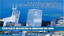 [Download] Mathematics of Interest Rates and Finance Free Books