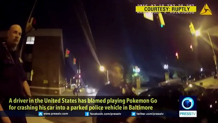 VIDEO: Pokemon Go player crashes into police car Video