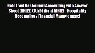 Free [PDF] Downlaod Hotel and Restaurant Accounting with Answer Sheet (AHLEI) (7th Edition)
