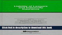 Download Liability of Lawyers and Indemnity Insurance for the Legal Profession Ebook Free