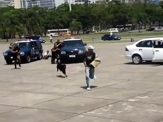 Video herunterladen: La police de Rio est prête pour les jeux Olympiques : Ce chien attaque son maître policier au lieu du voleur en exercice à Rio !