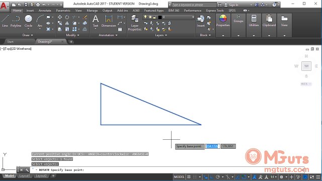 How Rotate tool in Autocad works - Free video tutorials for new beginners