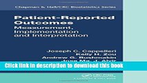 Read Patient-Reported Outcomes: Measurement, Implementation and Interpretation  Ebook Free