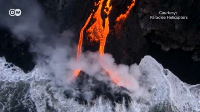 Извержение вулкана: лава встретилась с океаном (29.07.2016)