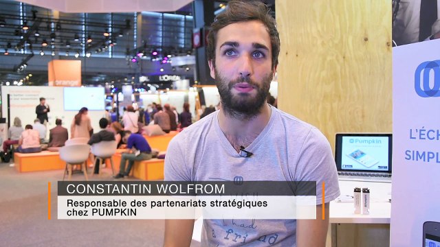Pitch de la société Pumpkin sur le stand @orange lors du salon Viva Technology