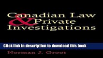 [PDF] Canadian Law and Private Investigations [Read] Online