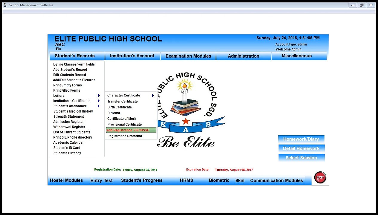 How to make Registration Form HSSC in Eduplus School Management Software