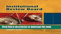 [PDF]  Institutional Review Board: Management And Function  [Download] Online