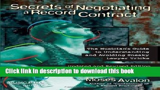 Read Secrets of Negotiating a Record Contract: Music Pro Guides Ebook Free