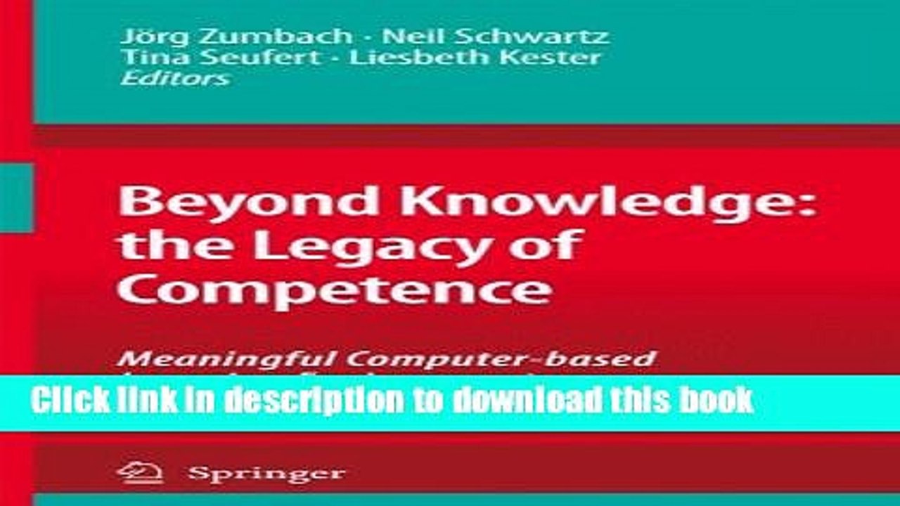 Read Books Beyond Knowledge: The Legacy of Competence: Meaningful Computer-based Learning