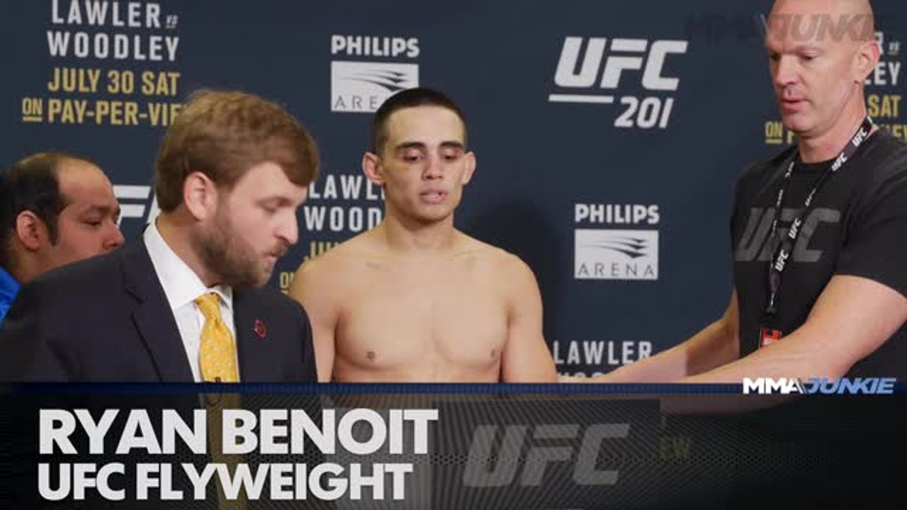 Fighters step on the scales for the UFC 201 early weigh-ins