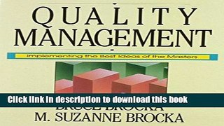 Download Books Quality Management: Implementing the Best Ideas of the Masters PDF Free