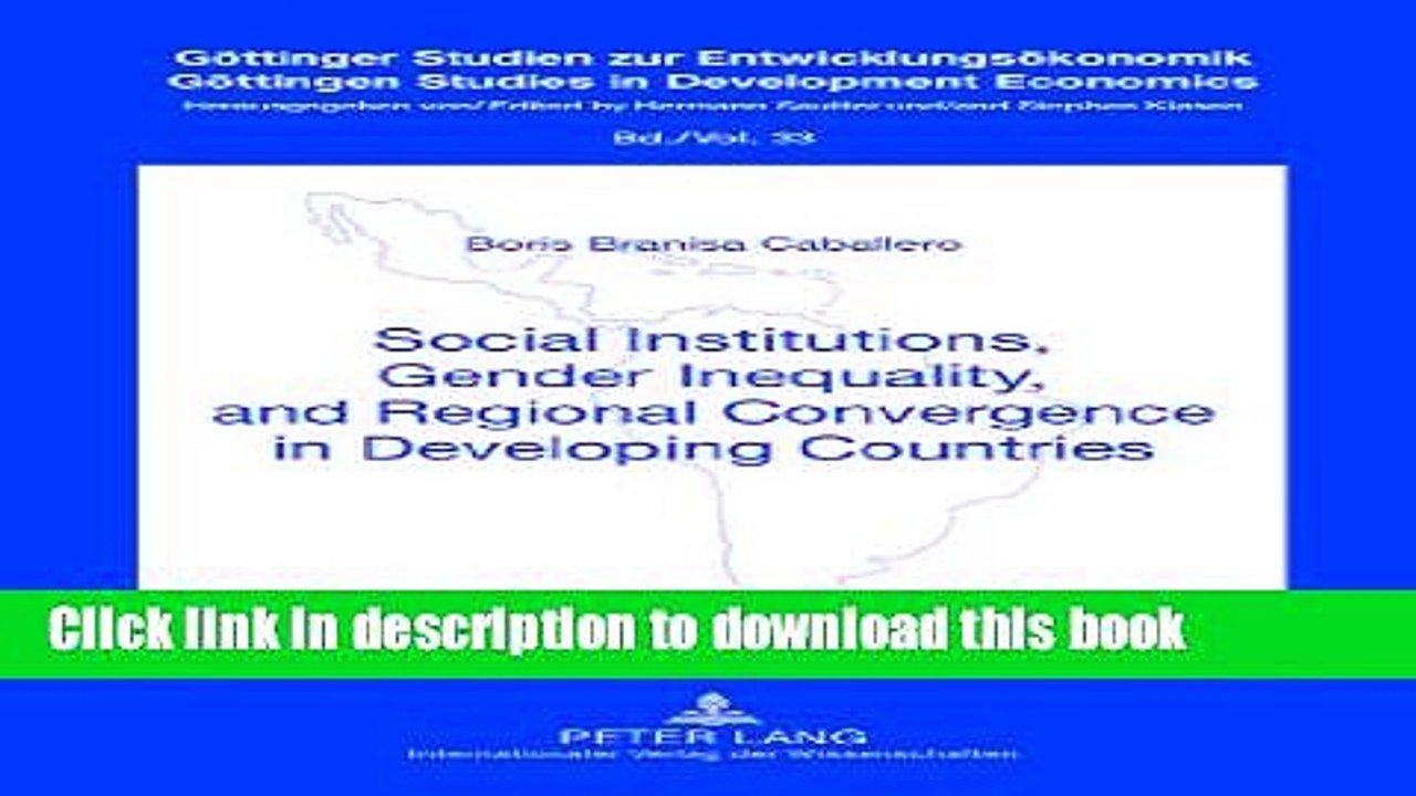 Read Books Social Institutions, Gender Inequality, and Regional Convergence in Developing