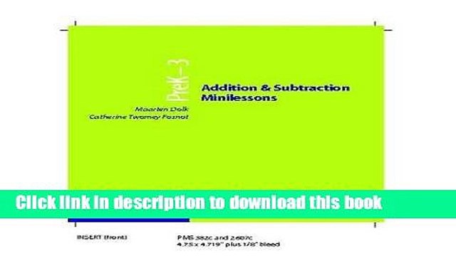 Download Books Addition and Subtraction Minilessons, Grades PreK-3 (CD) (Young Mathematicians at