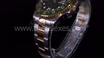 Swiss watches replica Rolex Gmat Master Ii Green Luminous Marked Dial Middle Gold Bracelet Gmt004 Black Bg