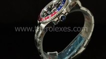 Swiss watches replica Rolex Gmt Master Ii Black Dial Blue And Red Bezel Stainless Steel Bracelet Gmt007 Black Bg