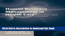 [PDF] Human Resource Management In Health Care: Principles And Practice [PDF] Online