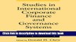 [Read PDF] Studies in International Corporate Finance and Governance Systems: A Comparison of the