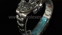 Swiss watches replica Rolex Gmt Master Ii Black Dial Green Bezel Stainless Steel Bracelet Gmt013 Black Bg