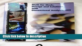 Ebook Math for Meds: Dosages and Solutions Free Online