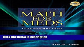 Books Math for Meds: Dosages and Solutions (Book Only) Free Online