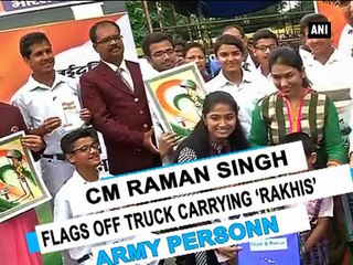 CM Raman Singh flags off truck carrying ‘Rakhis’ for army personnel