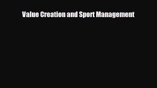 EBOOK ONLINE Value Creation and Sport Management  BOOK ONLINE