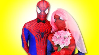 Pink Spidergirl & Spiderman Brother are MARRIED! Venom ruins their Wedding! Supeheroes Fight Epic!