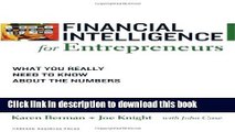 Ebook Financial Intelligence for Entrepreneurs: What You Really Need to Know About the Numbers