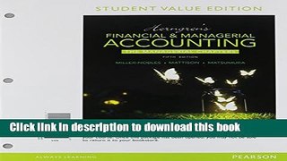 Ebook Horngren s Financial   Managerial Accounting, The Managerial Chapters, Student Value Edition
