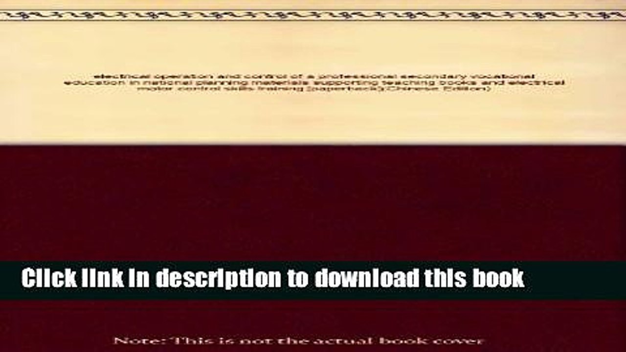 Ebook electrical operation and control of a professional secondary vocational education in