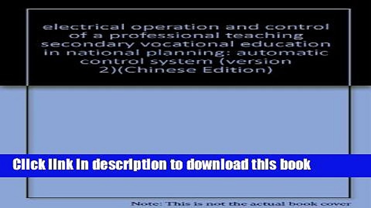 Books electrical operation and control of a professional teaching secondary vocational education