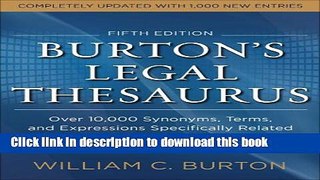 Books Burtons Legal Thesaurus 5th edition: Over 10,000 Synonyms, Terms, and Expressions