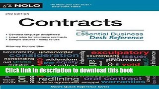 Ebook Contracts: The Essential Business Desk Reference Free Online