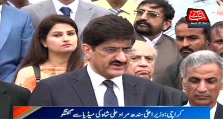 Karachi: CM Sindh Murad Ali Shah talks to media