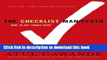 Books The Checklist Manifesto: How to Get Things Right Full Online