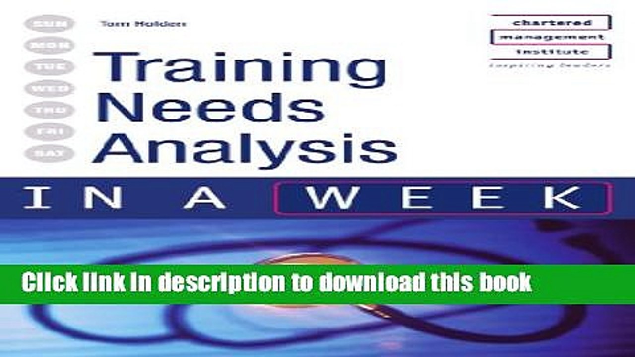 Books Training Needs Analysis in a Week Full Online