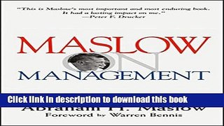 Ebook Maslow on Management Free Online