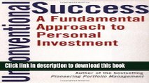 Books Unconventional Success: A Fundamental Approach to Personal Investment Full Online