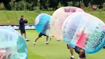 BUBBLE FOOTBALL Fc Barcelona TRAINING '  at St George's Park pre-seassion match (1)