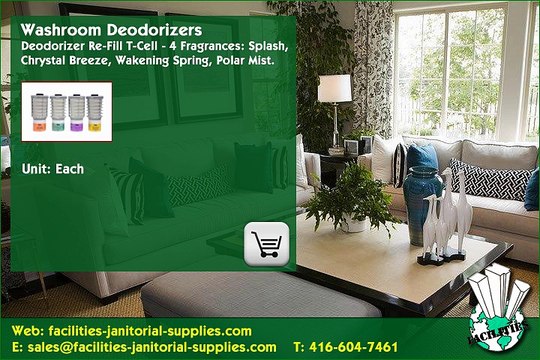 Toronto Distributor | Washroom Deodorizers: Deodorizer Re-Fill T-Cell - 4 Fragrances: Splash,