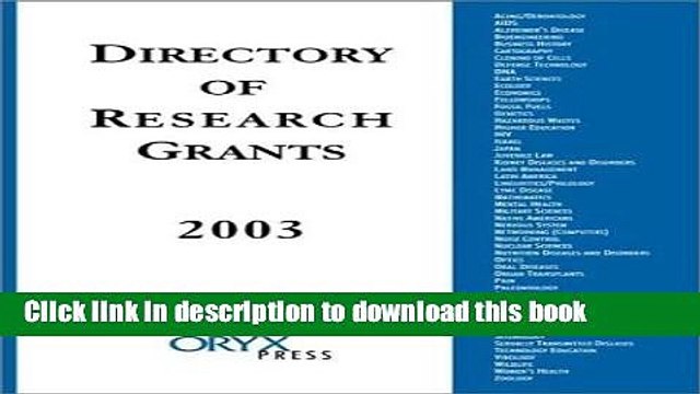 Books Directory of Research Grants 2003 Free Online